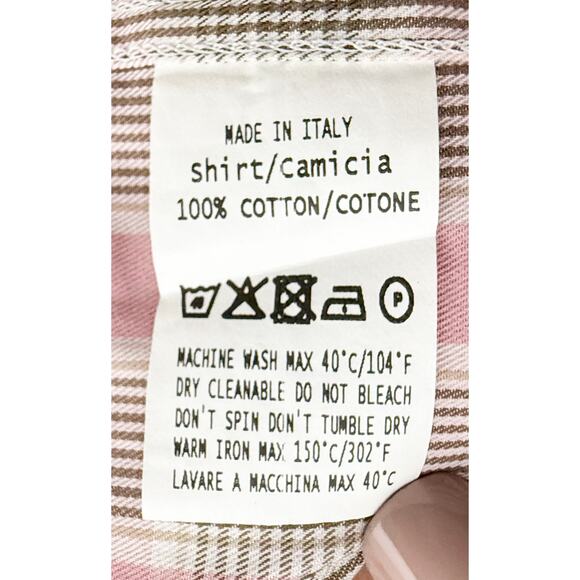 Ermenegildo Zenga Men's Long Sleeve Button Up Shirt Pink Gray White Check Print - Picture 6 of 7